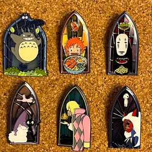 COMPLETE SET Studio Ghibli Stain Glass
Character Portrait Blind Box Enamel Pins